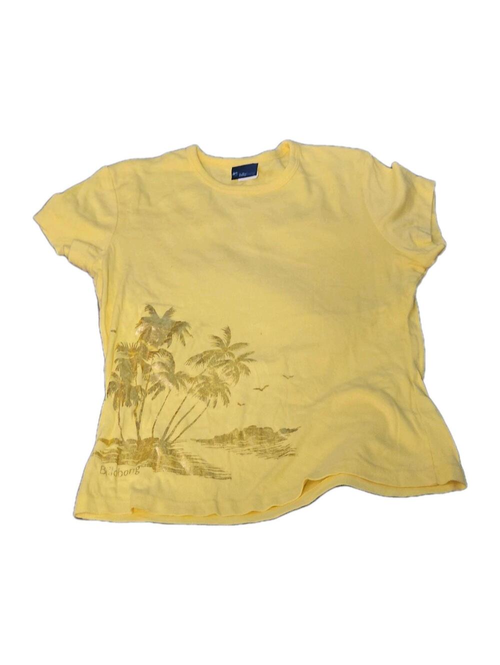 Billabong Yellow Palm Tree Graphic T Shirt 90s Women’s Small Y2K Surf Skater Vtg